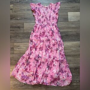 Blu Pepper Floral Flutter Sleeve MIDI Dress Size Small